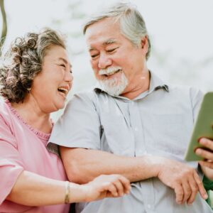 senior couple smiling