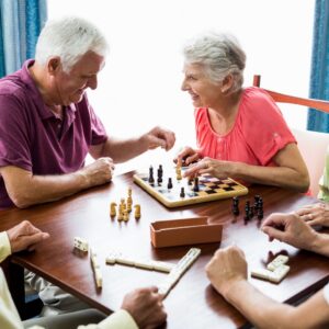 seniors playing chess