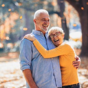 senior couple hugging