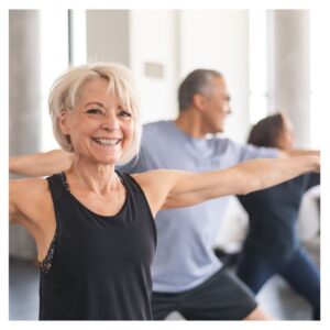 Seniors in a fitness class