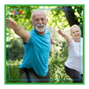 img of an older couple doing yoga