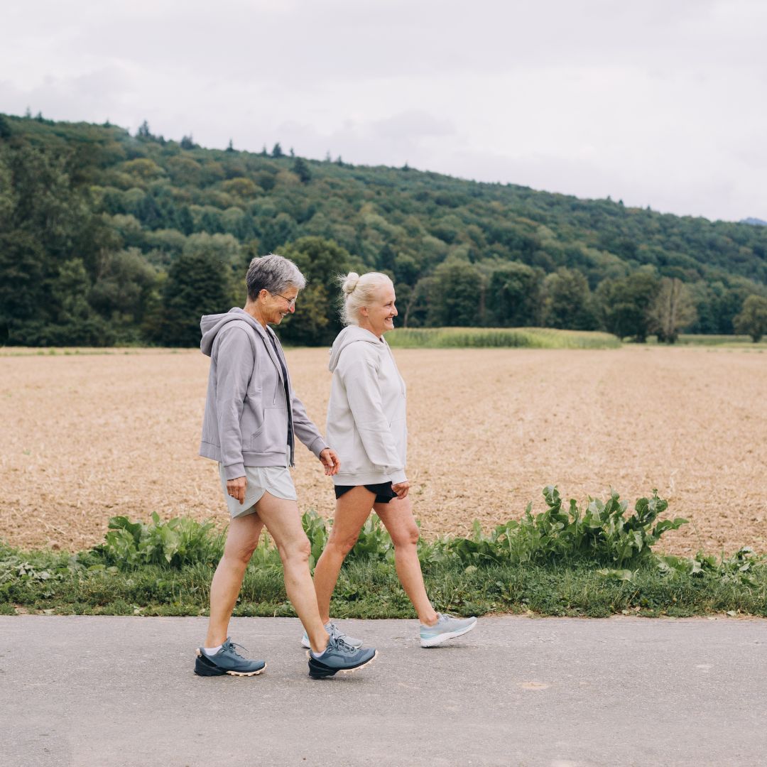 two women walking