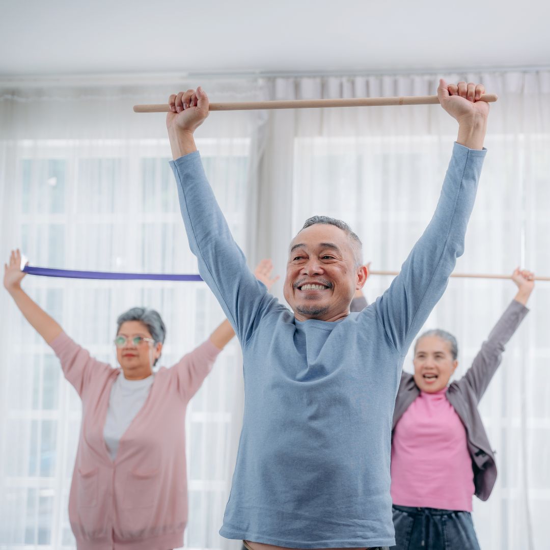 a group of seniors doing exercises