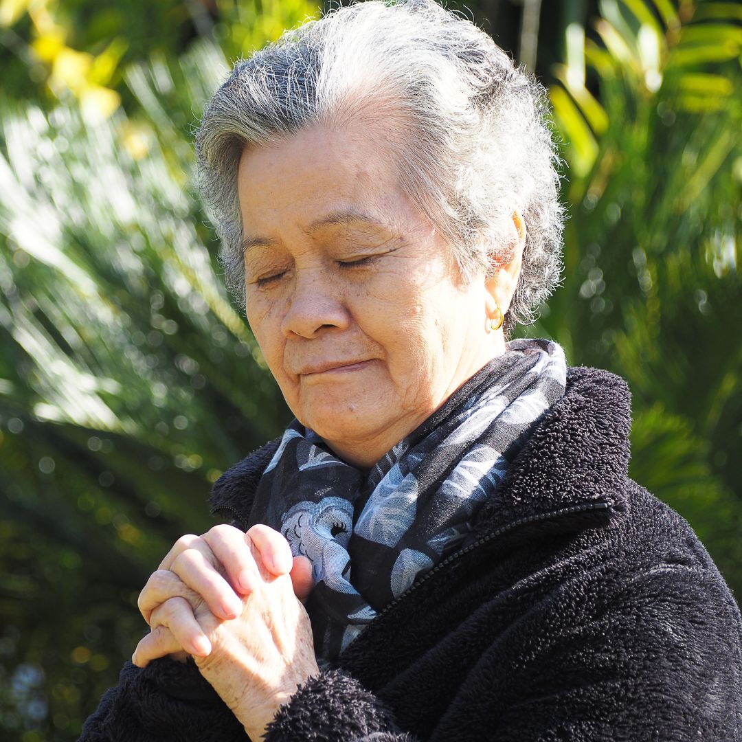 a woman praying