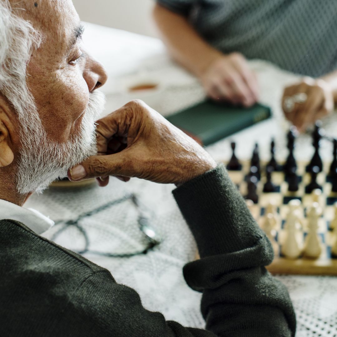 a man playing chess